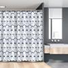 Ambesonne Navy Blue Stall Shower Curtain, Illustration Yatch Themed Design Fish Starfish Anchor Nautical Marine Print, Fabric Bathroom Decor Set with Hooks, 54" W x 78" L, Navy and White view 1