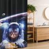 Ambesonne Cat Stall Shower Curtain, Funny Astronaut Cat Above Earth in Outer Space Explorer Kitty Mission Humor Art Image, Fabric Bathroom Decor Set with Hooks, 36" W x 72" L, Blue White view 1