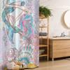 Ambesonne Mermaid Stall Shower Curtain, Cartoon Woman in Sea Sirens of Greek Myth Female Human Tail of Fish Image, Fabric Bathroom Decor Set with Hooks, 36" W x 72" L, Pink Blue view 1