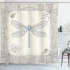 Ambesonne Dragonfly Shower Curtain, Hand Drawn Royal Style Rose Petals Leaves and Ornate Design, Cloth Fabric Bathroom Decor Set with Hooks, 69" W x 75" L, Black Pale Blue view 1