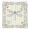 Ambesonne Dragonfly Shower Curtain, Hand Drawn Royal Style Rose Petals Leaves and Ornate Design, Cloth Fabric Bathroom Decor Set with Hooks, 69" W x 75" L, Black Pale Blue view 2