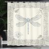 Ambesonne Dragonfly Shower Curtain, Hand Drawn Royal Style Rose Petals Leaves and Ornate Design, Cloth Fabric Bathroom Decor Set with Hooks, 69" W x 75" L, Black Pale Blue view 3