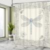 Ambesonne Dragonfly Shower Curtain, Hand Drawn Royal Style Rose Petals Leaves and Ornate Design, Cloth Fabric Bathroom Decor Set with Hooks, 69" W x 75" L, Black Pale Blue view 4