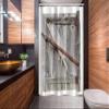Ambesonne Rustic Stall Shower Curtain, Aged Wood Barn Door with Rusty Crossed Locks Abandoned Western Farmhouse Design, Fabric Bathroom Decor Set with Hooks, 54" W x 78" L, Brown view 2