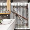 Ambesonne Rustic Stall Shower Curtain, Aged Wood Barn Door with Rusty Crossed Locks Abandoned Western Farmhouse Design, Fabric Bathroom Decor Set with Hooks, 54" W x 78" L, Brown view 3