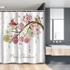 Ambesonne Christmas Stall Shower Curtain, Floral Winter Red Bird Hat and Scarf on Blooming Tree Nature Inspired, Fabric Bathroom Decor Set with Hooks, 54" W x 78" L, Green White view 1