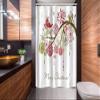 Ambesonne Christmas Stall Shower Curtain, Floral Winter Red Bird Hat and Scarf on Blooming Tree Nature Inspired, Fabric Bathroom Decor Set with Hooks, 54" W x 78" L, Green White view 2