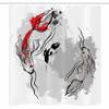 Ambesonne Japanese Stall Shower Curtain, Japanese Style Aesthetic Digital Motley Koi Fish Marine Underwater Theme Print, Fabric Bathroom Decor Set with Hooks, 36" W x 72" L, Orange Grey view 3