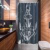 Ambesonne Marine Stall Shower Curtain, Nautical Knot Compass Anchor Pattern Sea World Ocean Life Grunge Illustration, Fabric Bathroom Decor Set with Hooks, 54" W x 78" L, Dark Blue White view 2