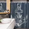 Ambesonne Marine Stall Shower Curtain, Nautical Knot Compass Anchor Pattern Sea World Ocean Life Grunge Illustration, Fabric Bathroom Decor Set with Hooks, 54" W x 78" L, Dark Blue White view 3