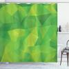 Ambesonne Green Shower Curtain, Abstract Triangles Geometric Composition Fractal Mosaic Futuristic Print, Cloth Fabric Bathroom Decor Set with Hooks, 69" W x 75" L, Lime Green Apple Green view 1