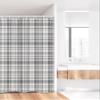 Ambesonne Grey Stall Shower Curtain, Pattern with Modified Stripes Crossed Horizontal and Vertical Lines Forming Squares, Fabric Bathroom Decor Set with Hooks, 36" W x 72" L, Grey White view 2