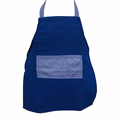 CHEFSKIN Set of Gingham Apron and White Chef HAT, Adjustable, Soft Children Child Costume (REG (fits 8-12), Royal Blue)