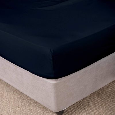 1 Piece Fitted Sheet (Bottom Sheet Only) Fits Upto 20" inches Deep Pocket 1000 Thread Count Egyptian Quality Cotton Solid Pattern (Queen, Navy Blue)