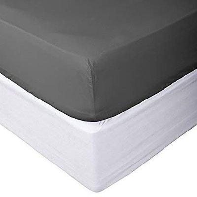 1 Piece Fitted Sheet (Bottom Sheet Only) Fits Upto 20" inches Deep Pocket 1000 Thread Count Egyptian Quality Cotton Solid Pattern (Queen, Dark Grey)