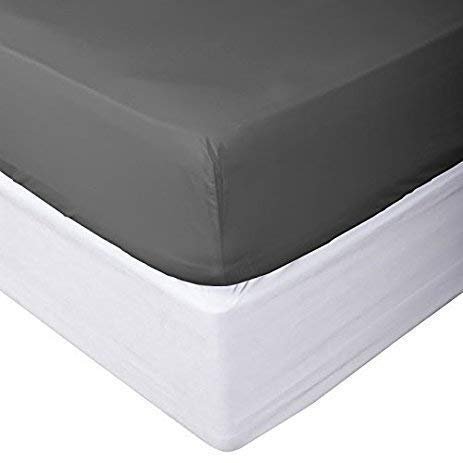 1 Piece Fitted Sheet (Bottom Sheet Only) Fits Upto 20" inches Deep Pocket 1000 Thread Count Egyptian Quality Cotton Solid Pattern (Queen, Dark Grey)