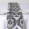 TABLECLOTHSFACTORY 5PCS of Black Damask Flocking Table Runner view 1