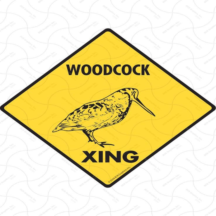 Warning! Woodcock Xing Sign - Caution Woodcock Crossing Sign (12" x 12") - Heavy Duty Exterior Rust Free .040 Thick Aluminum Wildlife Wading Bird Animal Sign with Weatherproof and UV Protection - Warning Beware of Woodcock Yard Sign - 12" x 12"