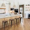 30" Backless Metal Counter Stool Height Bar Stools [Set of 4] for Home Kitchen Barstools with Wooden Seat view 4