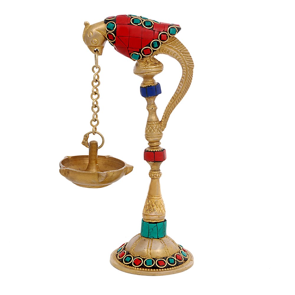 Aona Aone India 7.5'' Brass Peacok Lamp (Pack Of One) | Home Decor