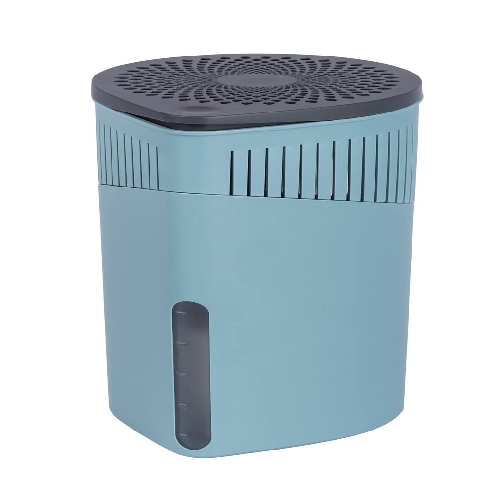 WENKO Portable Dehumidifier Drop Design, Compact and Rechargeable Dehumidifier for Bathroom, Closet, Bedroom, Garage, Covers up to 2800 Cubic Feet, 2.2 lbs, Turquoise, 5.9 x 9.1 x 5.9 in