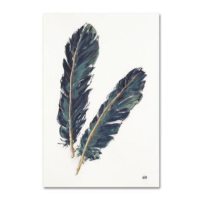 Trademark Fine Art WAP02384-C2232GG Chris Paschke 'Gold Feathers IV Indigo'