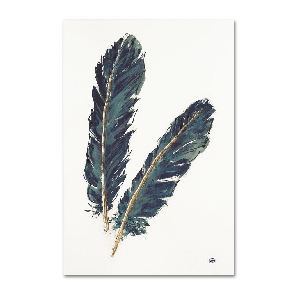 Trademark Fine Art WAP02384-C2232GG Chris Paschke 'Gold Feathers IV Indigo'