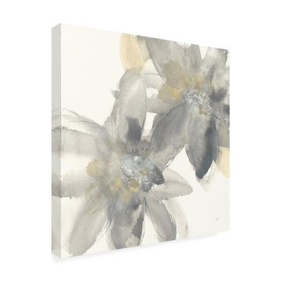 Wrapped Canvas Wall Art - Chris Paschke 'Gray and Silver Flowers II' Wall Art for Living Room, Bedroom, or Office Dcor - 18x18
