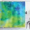 Ambesonne Green and Blue Shower Curtain, Geometric Abstract Pattern with Triangles Ombre Inspired, Cloth Fabric Bathroom Decor Set with Hooks, 69" W x 75" L, Lime Green view 1