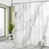 Ambesonne Marble Print Shower Curtain, Granite Surface Motif Sketch Nature Effect and Cracks Antique Style Image, Cloth Fabric Bathroom Decor Set with Hooks, 69" W x 75" L, Grey Dust White view 4