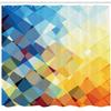 Ambesonne Yellow and Blue Shower Curtain, Ombre Pattern in Factal Squares Broken Mosaic Form Modern, Cloth Fabric Bathroom Decor Set with Hooks, 69" W x 75" L, Blue Orange Yellow view 2