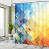 Ambesonne Yellow and Blue Shower Curtain, Ombre Pattern in Factal Squares Broken Mosaic Form Modern, Cloth Fabric Bathroom Decor Set with Hooks, 69" W x 75" L, Blue Orange Yellow view 4