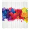 Ambesonne Abstract Shower Curtain, Vibrant Stains of Watercolor Paint Splatters Brushstrokes Dripping Liquid Art, Cloth Fabric Bathroom Decor Set with Hooks, 69" W x 75" L, Yellow Blue view 2