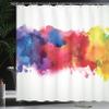 Ambesonne Abstract Shower Curtain, Vibrant Stains of Watercolor Paint Splatters Brushstrokes Dripping Liquid Art, Cloth Fabric Bathroom Decor Set with Hooks, 69" W x 75" L, Yellow Blue view 3