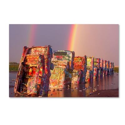 Trademark Fine Art ALI17881-C1624GG Cadillac Ranch Rainbow