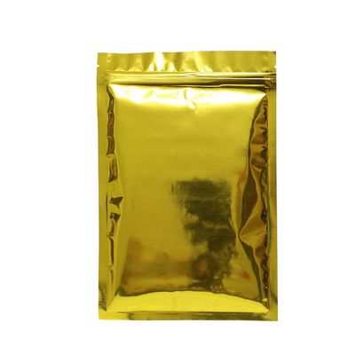 100 Double-Sided Matte Glossy Colored Flat Foil QuickQlick Zip Seal Sample Food Safe Packaging Powdered Storage Bags (3.5oz, Glossy Gold)