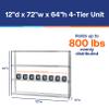 Shelving Inc. 12" d x 72" w x 64" h Chrome Wire Shelving with 4 Tier Shelves, Weight Capacity 800lbs Per Shelf view 3