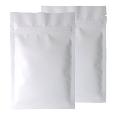 100 Double-Sided Matte Colored Flat Foil QuickQlick Zip Seal Sample Food Safe Packaging Powdered Storage Bags (1.5oz, Matte White)