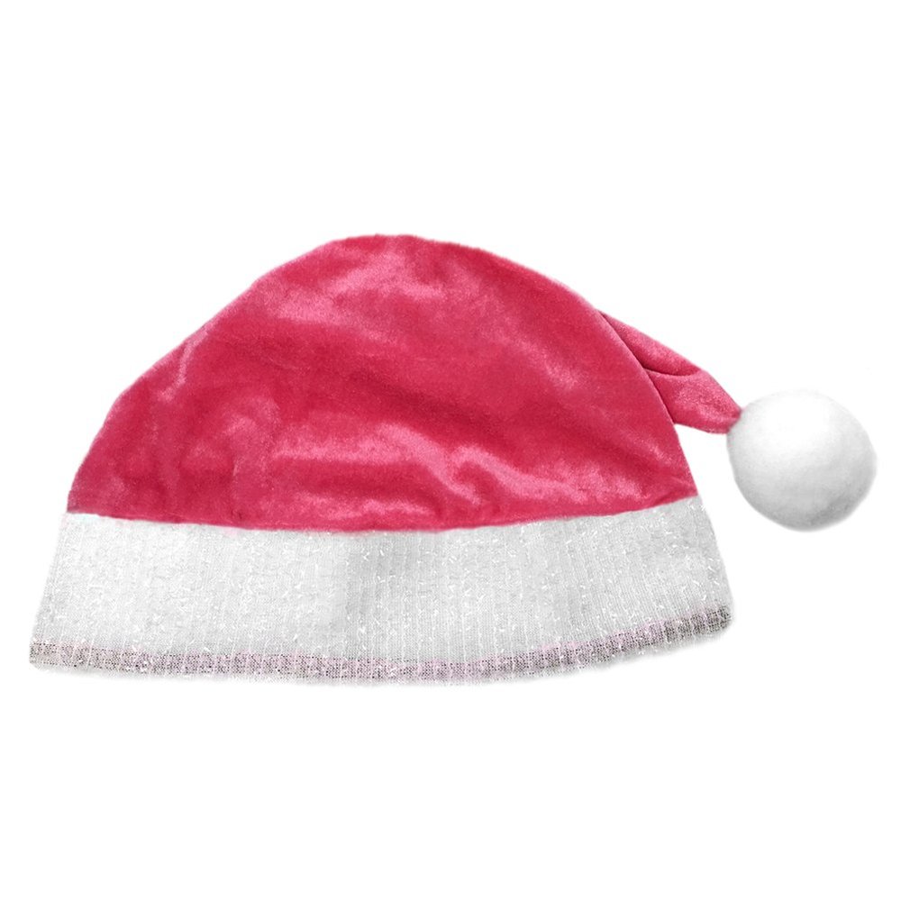 SeasonsTrading Adult Pink Plush Santa Hat - Holiday Xmas Christmas Costume Party Hat
