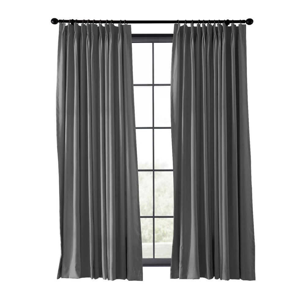 ChadMade Fire Resistant Flame Retardant Thermal Insulated Curtain Drapery Panel Pinch Pleat, Grey 52" W x 102" L for Home, Office, Hotel, School, Cinema and Hospital (1 Panel)