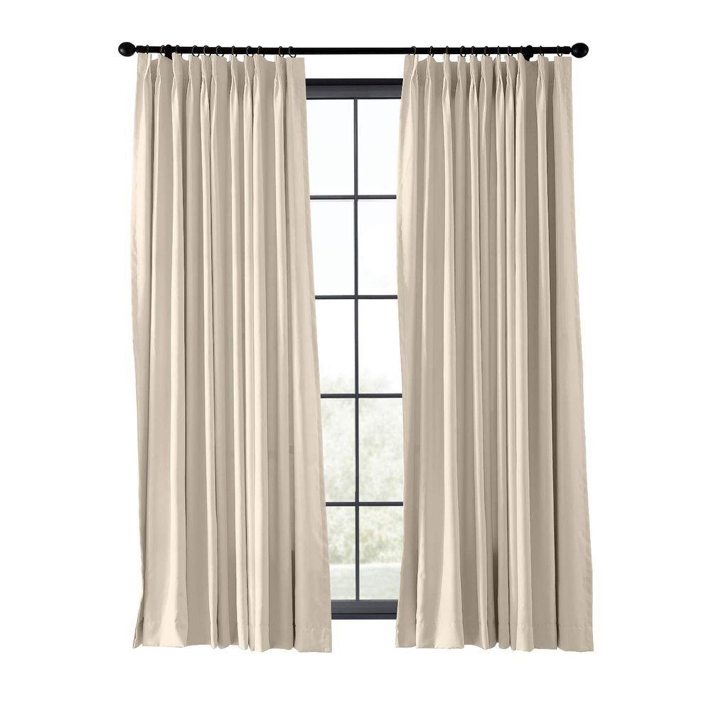ChadMade Fire Resistant Flame Retardant Thermal Insulated Curtain Drapery Panel Pinch Pleat, Beige 52" W x 102" L for Home, Office, Hotel, School, Cinema and Hospital (1 Panel)
