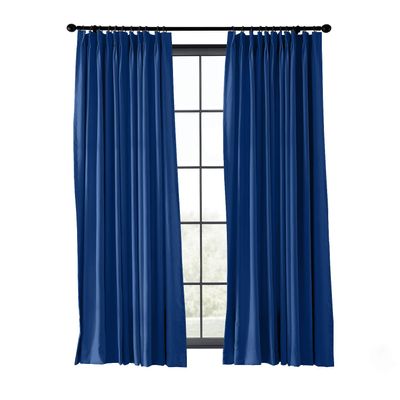 ChadMade Fire Resistant Flame Retardant Thermal Insulated Curtain Drapery Panel Pinch Pleat, Blue 52" W x 96" L for Home, Office, Hotel, School, Cinema and Hospital (1 Panel)