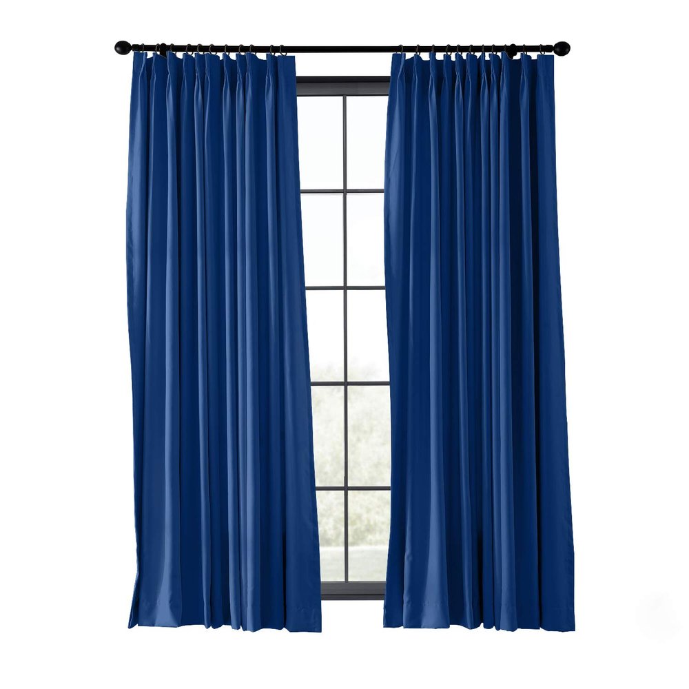 ChadMade Fire Resistant Flame Retardant Thermal Insulated Curtain Drapery Panel Pinch Pleat, Blue 52" W x 96" L for Home, Office, Hotel, School, Cinema and Hospital (1 Panel)