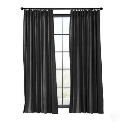 ChadMade Fire Resistant Flame Retardant Thermal Insulated Curtain Drapery Panel Pinch Pleat, Black 72" W x 96" L for Home, Office, Hotel, School, Cinema and Hospital (1 Panel)