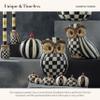 MACKENZIE-CHILDS Owl, Fall Owl Decor for Home, Black-and-White Courtly Check view 3