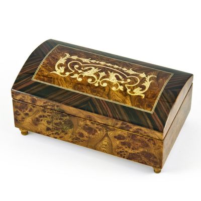 Handcrafted 18 Note Arabesque Inlay with Rosewood Border Music Jewelry Chest - Many Songs to Choose - Fur Elise (Beethoven)