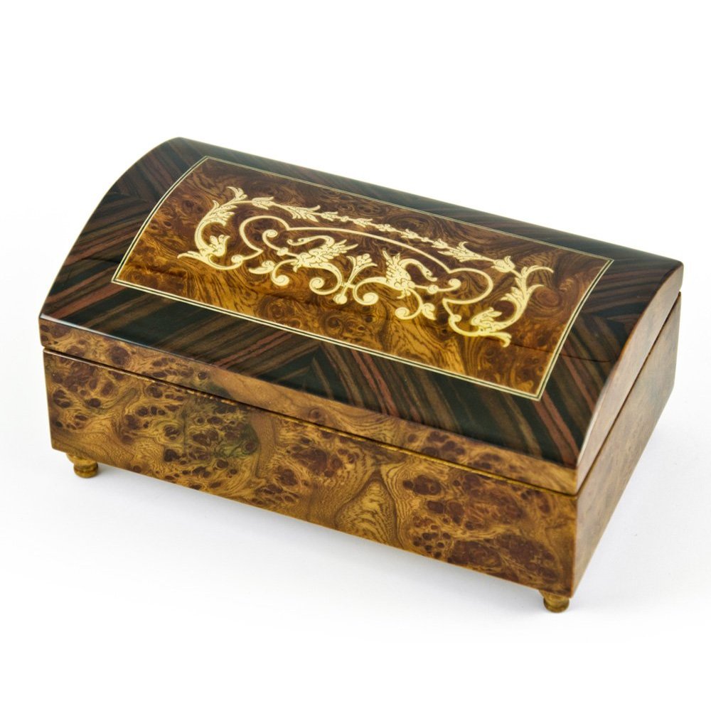 Handcrafted 18 Note Arabesque Inlay with Rosewood Border Music Jewelry Chest - Many Songs to Choose - Fur Elise (Beethoven)