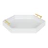 Kate and Laurel Lipton Hexagon Decorative Tray with Polished Metal Handles, White and Gold view 1