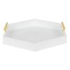 Kate and Laurel Lipton Hexagon Decorative Tray with Polished Metal Handles, White and Gold view 2