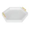 Kate and Laurel Lipton Hexagon Decorative Tray with Polished Metal Handles, White and Gold view 3